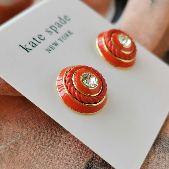 Kate Spade - Know The Ropes Mixed Media - Gold Red Stud Earrings - Picture 2 of 3